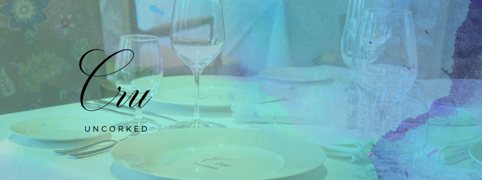 Cru Uncorked logo over a blue color
