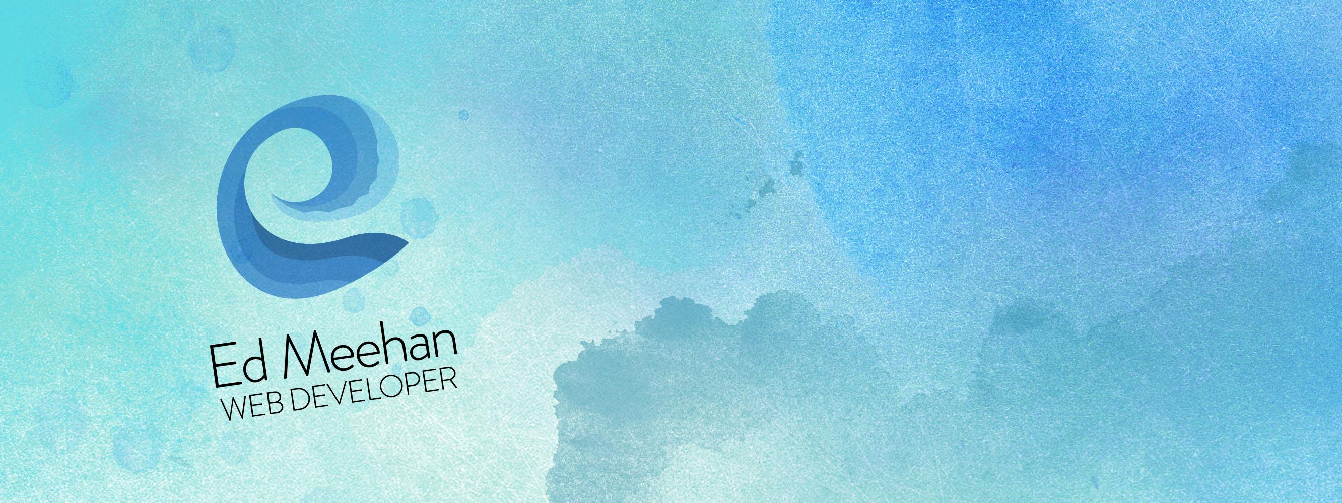 edmeehan logo over blue background