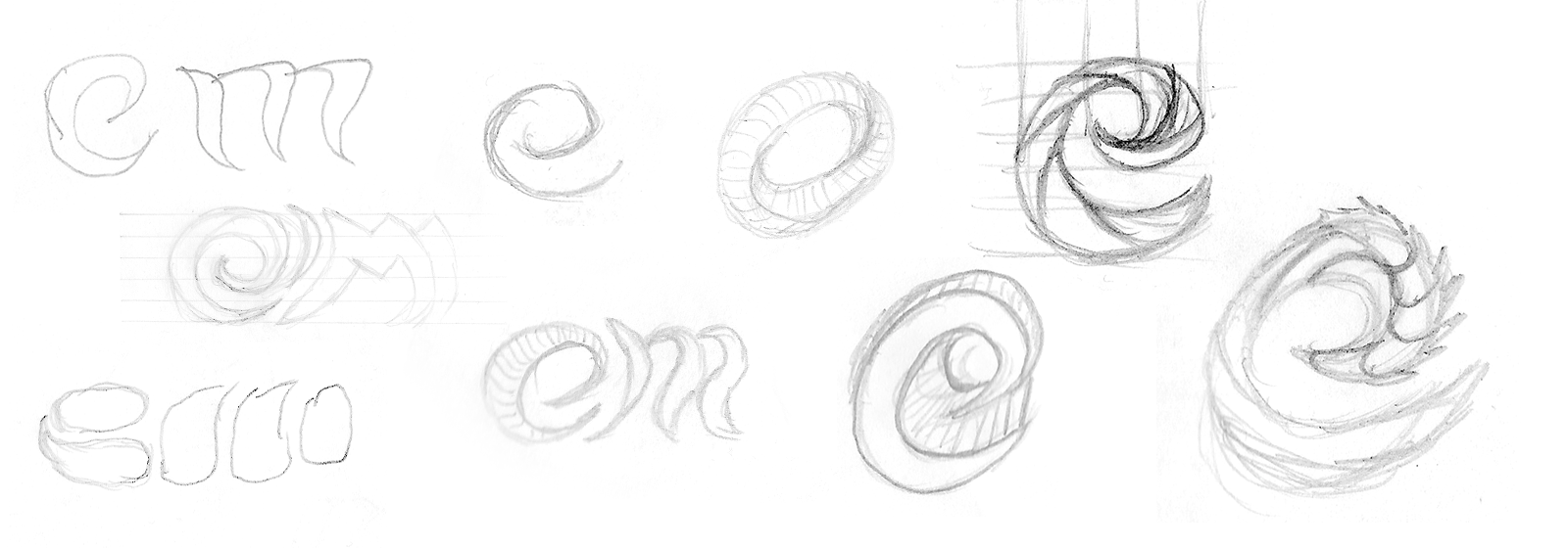 Sketches showing the evolution of the logo idea. Sketches showing the evolution of the logo idea.