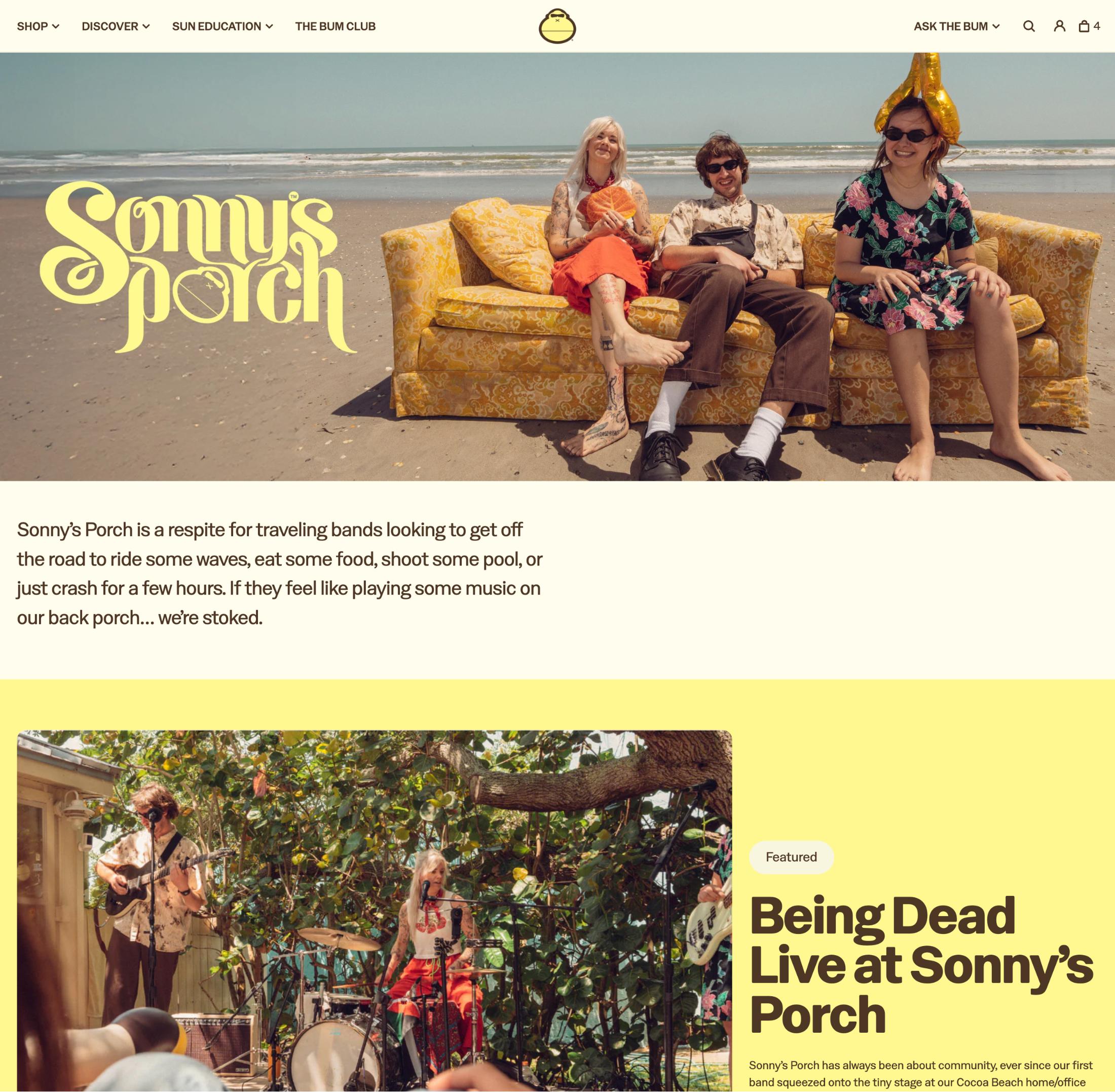 Sun Bum blog page screenshot